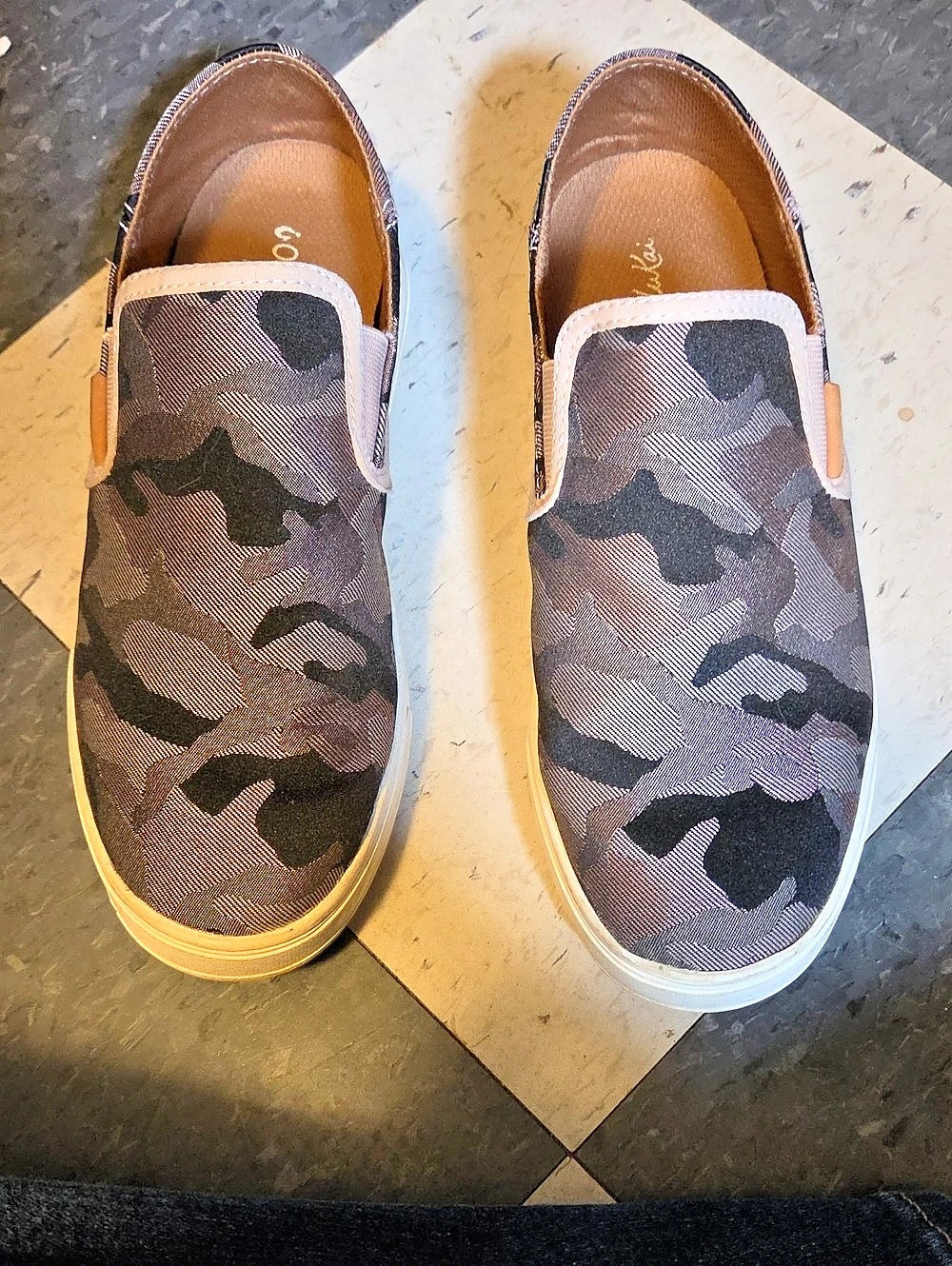 OluKai Camo Slip-On Sneakers in Brown, Black And Pink